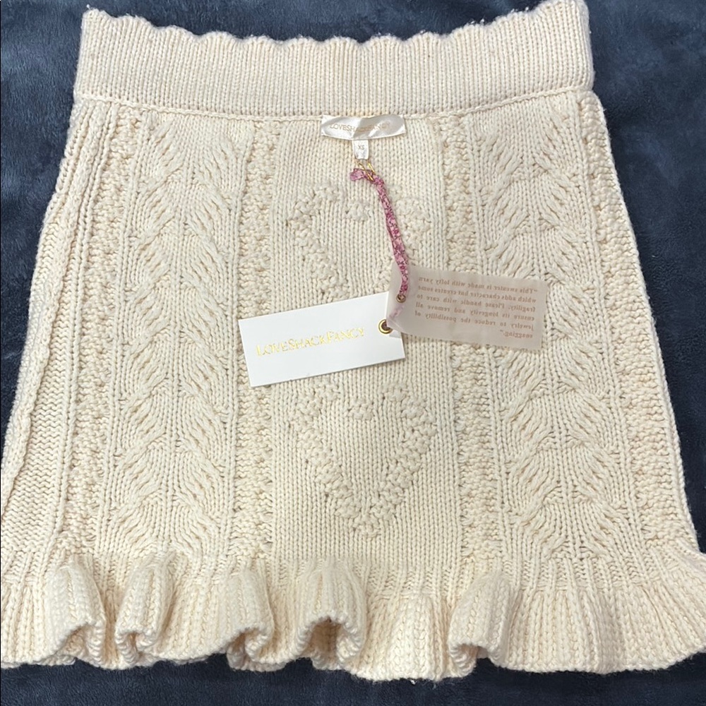 LoveShackFancy Cream Knit Skirt